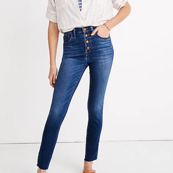 10" High-Rise Skinny Crop Jeans: Button-Front TENCEL™ Denim Edition - Picture 1 of 10